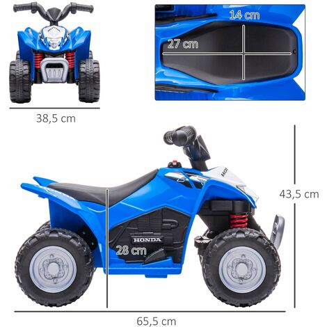 Quad Eléctrico Infantil HOMCOM – 6V, Para 18-36 Meses, Velocidad 2,8-4,6 Km/h, 50 Min De Autonomía, Carga Máx. 20 Kg