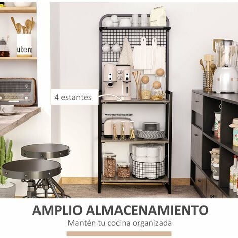Estante para pan de cocina de 4 niveles, soporte para carrito de  microondas, unidad de almacenamiento de estantes, estante organizador de  estante de