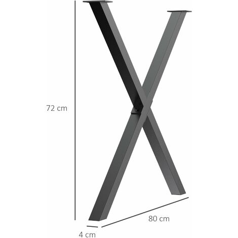 Conjunto de 2 Patas para Mesa Estilo Industrial 80x72 cm en Forma de X Patas de Muebles de Acero para Soporte con Protectores Tornillos de Montaje
