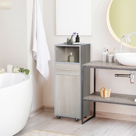 Armario alto estrecho para baño, armario estrecho para baño, mueble de baño  con soporte de papel higiénico, armario de almacenamiento para baño y  salón, fácil montaje, color blanco : : Hogar y