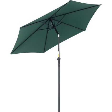 Sombrilla para Jardín Ø260x235 cm Parasol de Aluminio con Reclinable con Manivela y 6 Varillas para Terraza Exterior Balcón