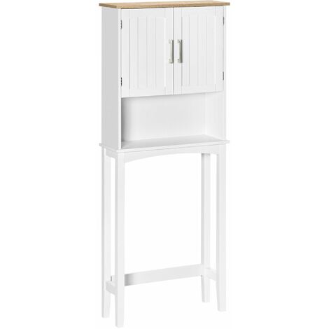 Mueble sobre Inodoro Armario Alto para Lavadora con 2 Puertas Balda Ajustable Interior y Estante de Almacenaje para Baño WC Carga 20 kg 64x22x165 cm