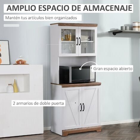 Mueble auxiliar mueble cocina para microondas Yuka, aparador color blanco,  muebles para el hogar, mueble almacenaje