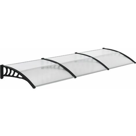 Tejadillo de Protección 303x96 cm Marquesina Exterior para Puertas y Ventanas contra Sol y Lluvia con Soporte de Aleación de Aluminio PP Policarbonato