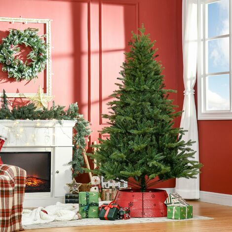 Albero Di Natale Artificiale HOMCOM 180 Cm - Decorato Con Pigne, 1443 Rami, Ignifugo, Base In Metallo