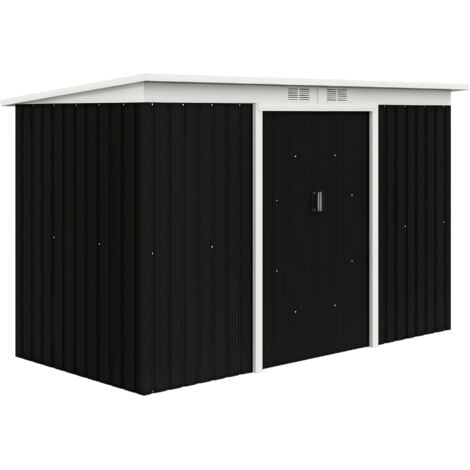 Outsunny cobertizo de jardín 280x130x172 cm base 3,2 m² caseta metálica para almacenamiento de herramientas con 2 puertas base y 2 ventanas