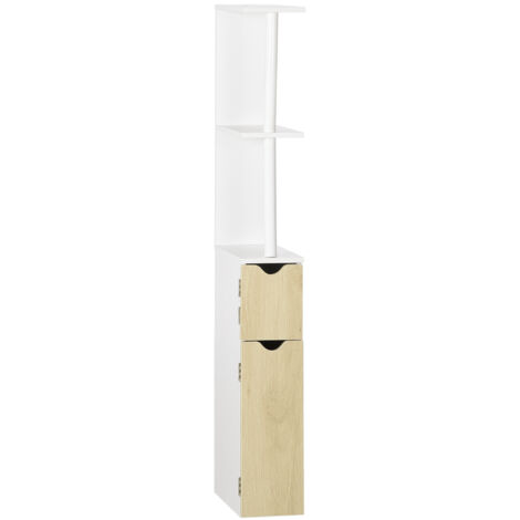 kleankin armario alto de baño con 2 puertas y 2 estantes abiertos columna auxiliar de baño para salón aseo dormitorio estilo moderno 15,2x29,8x118 cm