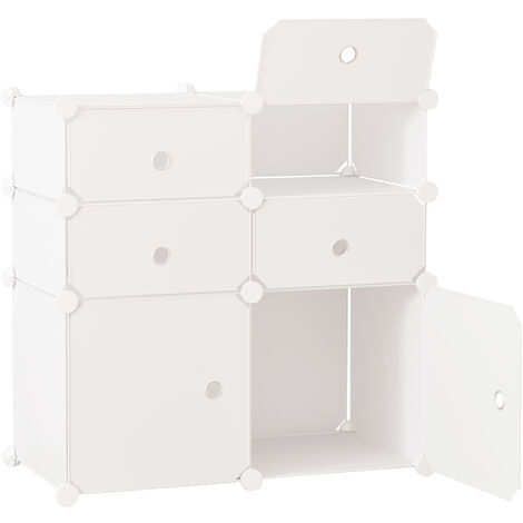 WOLTU Armario Modular de 15 Cubo con Puertas de Imán Organizador Modular  Estanteria de Almacenaje de Cubos Paneles de Plástico para Zapatos Juguetes  y Libros Blanco
