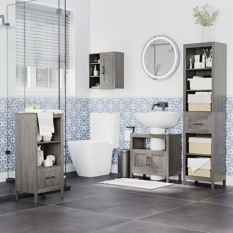 kleankin armario auxiliar de baño con 1 cajón y 2 estantes abiertos mueble  auxiliar de baño