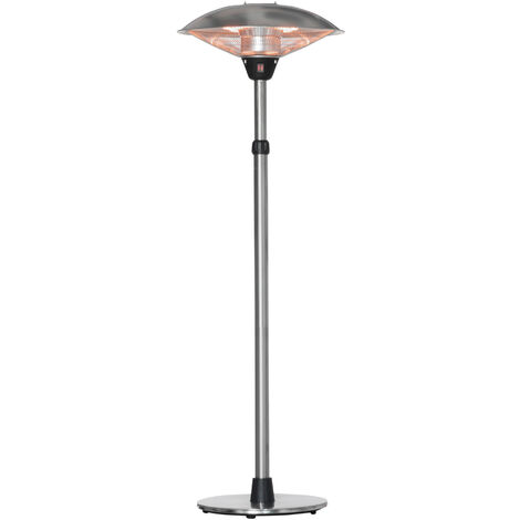 Outsunny calefactor de pie exterior 1200/1800/3000W estufa infrarrojos de 3 niveles de calor altura ajustable protección IP44 aluminio Ø58,5x160-200cm (1/5)