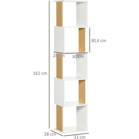 Skraut Home, Librería estantería, Estanteria Libros de Pared, 170x186x25cm, Salón - Comedor - Oficina, Chimenea eléctrica LED, Estilo  Moderno