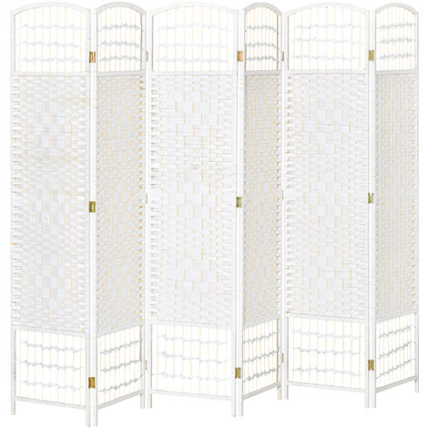 HOMCOM biombo de 6 paneles separador de ambientes plegable 242x170cm divisor de habitación de fibra de papel decoración elegante para dormitorio salón