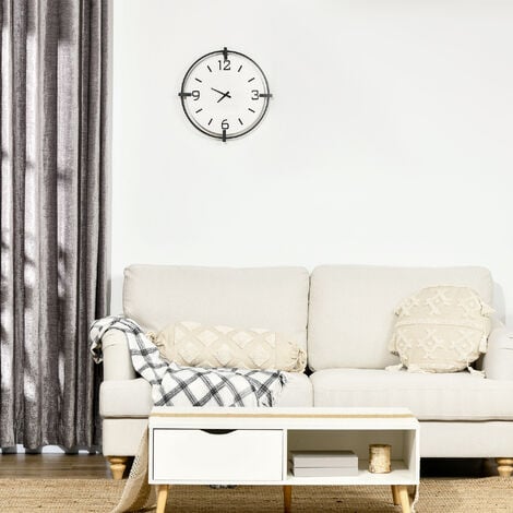  Reloj de pared para decoración del hogar, moderno reloj de pared  grande para sala de estar, silencioso, sin tictac, reloj de pared de  péndulo grande, funciona con pilas, reloj digital dorado