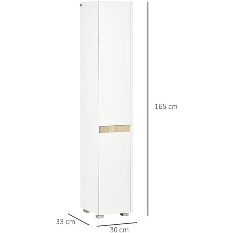 kleankin armario alto de baño columna auxiliar de baño de 5 niveles con estantes ajustables armario multiusos para ducha aseo dormitorio 30x33x165 cm