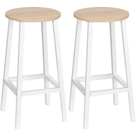 Juego de 2 taburetes altos de cocina altura 65 cm taburetes de bar sillas de bar con patas de acero y reposapiés carga 75 kg marrón rústico y negro