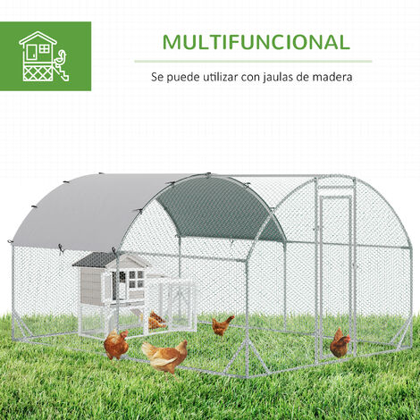 Gallinero corral para gallinas granja 214 CM corral para ves corral de  libre acceso conejera exterior para jardín jaula amplio refugio