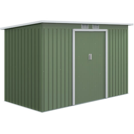 Outsunny cobertizo de jardín 280x130x172 cm base 3,2 m² caseta metálica para almacenamiento de herramientas con 2 puertas base y 2 ventanas