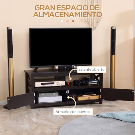 HOMCOM Mueble de TV para Televisores de hasta 65 Pulgadas con 2 Armarios 1  Cajón y Estante Abierto 140x43x48 cm Blanco