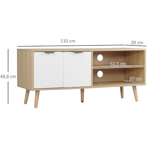 HOMCOM mueble para tv moderno mesa para tv de salón con 2 puertas y 2  estantes