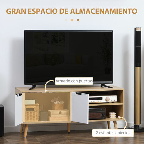 Homcom - Mueble de Salón para TV Conjunto Mueble de TV con Mesa para  Televisor 180x33,5x42 cm y 2 Estantes de Pared 65x20x20 cm Estilo Moderno  Blanco