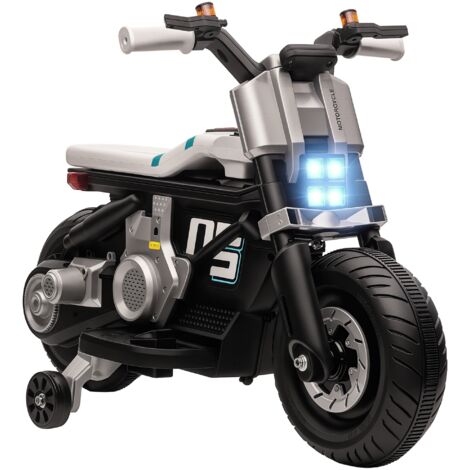 HOMCOM moto eléctrica infantil batería 6v con faros música bocina celocidad 3 km/h avance retroceso ruedas auxiliares para niños 3-5 años 86x44x58 cm (1/5)