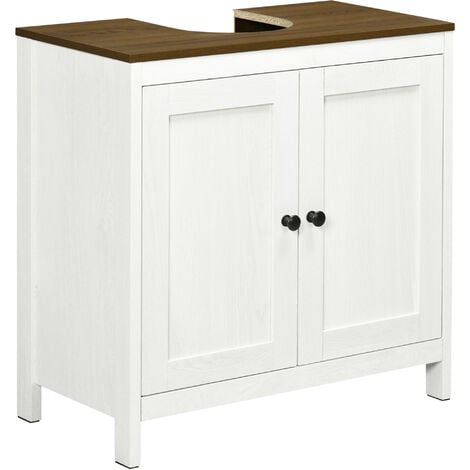 kleankin mueble para debajo del lavabo armario bajo lavabo de madera con 2  puertas y estante ajustable armario de baño de suelo moderno 60x30x60 cm
