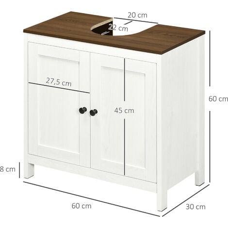 kleankin Mueble para Debajo del Lavabo Armario de Suelo para Baño de Madera  con 2 Puertas y Estante 60x30x62,5 cm Roble
