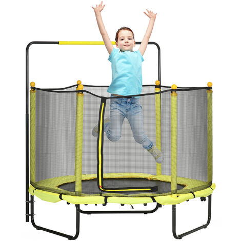 Cama Elástica Infantil 140 cm Trampolín para niños Exterior y Interior  Redonda con Recinto, Red de Seguridad