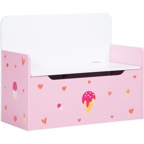 ZONEKIZ 2 en 1 baúl de juguetes para niños de +18 meses banco de almacenaje Infantil con tapa de cierre magnética para sala de juego 60x30x50 cm