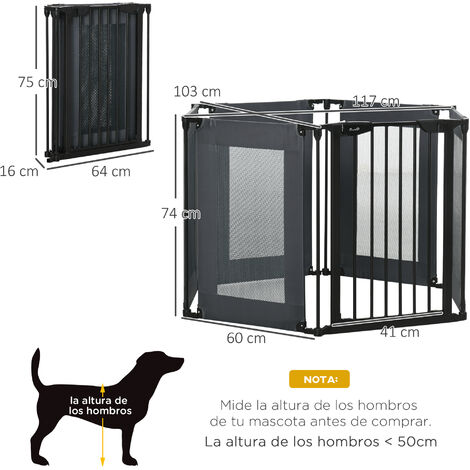 PawHut parque plegable para perros de 6 paneles barrera de seguridad para  mascotas parque de juego