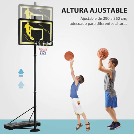 SPORTNOW Canasta de Baloncesto con Ruedas Altura Ajustable 260-305