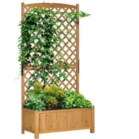 Outsunny arriate de jardín con enrejado jardinera con celosía macetero con soporte para trepadora cultivos plantas flores para patio 90x45x180 cm