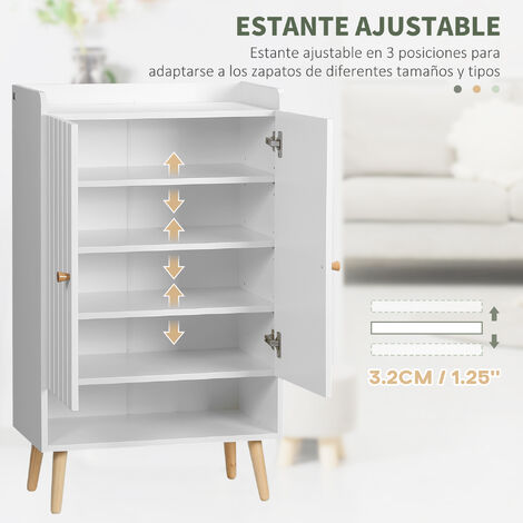 HOMCOM Zapatero Armario Madera Mueble Zapatero Gabinete 2 Puertas