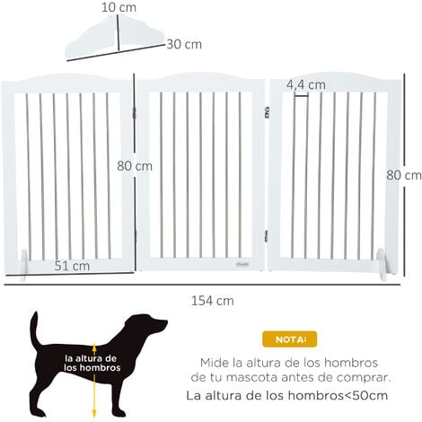 PawHut barrera de seguridad para perros extensible para escaleras y puertas  75-103 cm para con