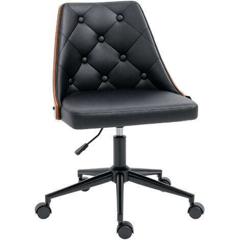 Vinsetto silla de oficina giratoria silla de escritorio ergonómica tapizadas pu altura ajustable función de basculante salón oficina 53x62x77-87 cm