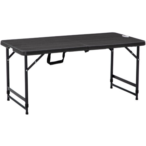 Mesa de jardín rectangular plegable mesa de comedor exterior para 4 personas con altura ajustable y marco de acero 118x60x56-74 cm gris oscuro