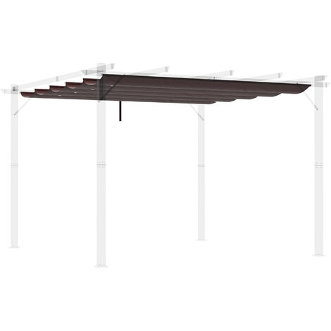 Outsunny cubierta para pérgola 2,5x2,55 m techo de repuesto retráctil para marco de pérgola de 3x3 m toldo de tela solo con 10 orificios de drenaje