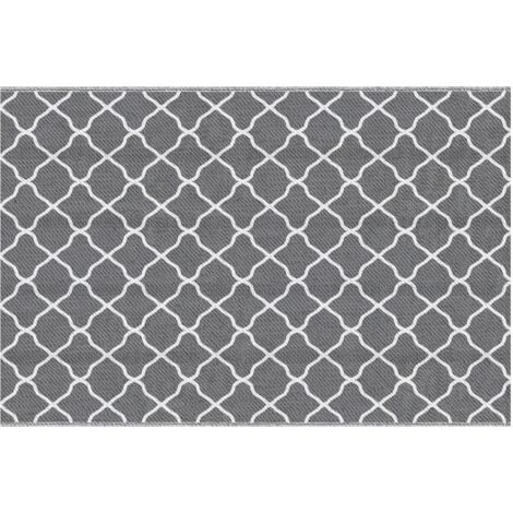 Outsunny alfombra exterior 182x274 cm alfombra moderna alfombra reversible de plástico impermeable para terraza balcón patio camping playa gris