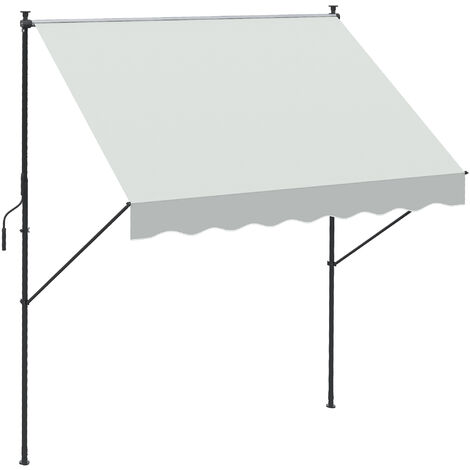 Outsunny toldo manual retráctil 200x175x210-310 cm toldo ajustable con manivela protección solar UV40+ prueba de aiento para balcón jardín terraza