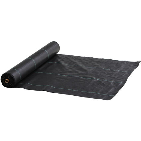 Outsunny malla antimaleza 2x100 m malla geotextil 60 g/m² para control de malezas y malas hierbas de jardín rollo de malla antimaleza negro