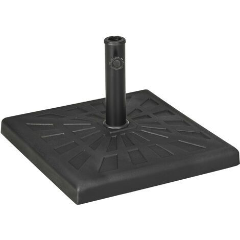 Outsunny base de sombrilla de resina 19 kg soporte para parasol pie de parasol para mástil de Ø32/38/48 mm para jardín terraza patio 51x51x32 cm Negro