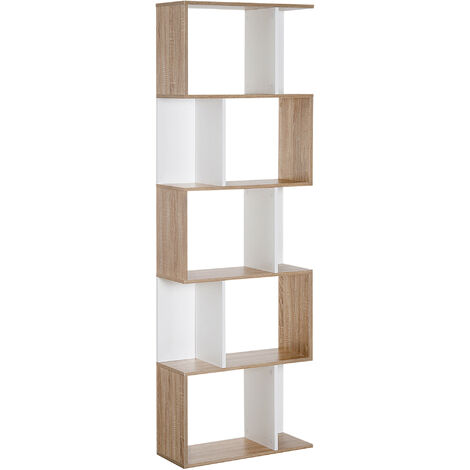 Estantería Librería 5 Estante Estantería Alta Pared Forma S 60x24x184.5cm Madera