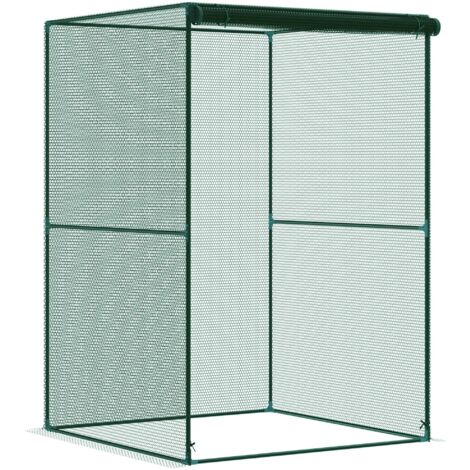Outsunny jaula de cultivo jaula para plantas jaula para insectos con puerta enrollable y marco de acero para jardín terraza patio 120x120x180 cm verde