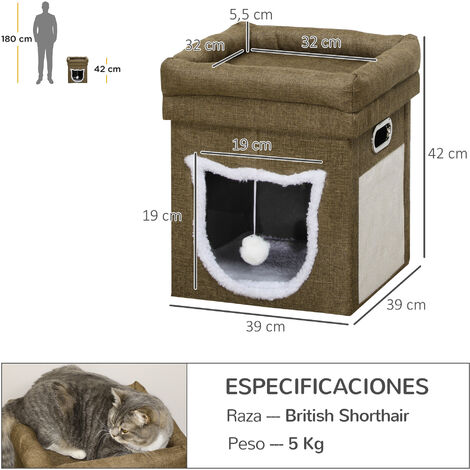 Hamaca para gatos, cama elevada para mascotas, suave felpa, cómoda,  desmontable, para gatos, cachorros, perros pequeños con bola colgante para  jugar