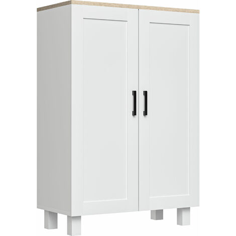 HOMCOM armario de salón moderno armario de almacenaje con 2 puertas estante ajustable y base elevada para cocina comedor pasillo dormitorio 60x30x90cm (1/5)