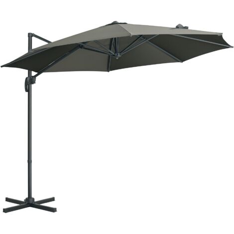 Outsunny sombrilla de jardín Ø300x250 cm parasol excéntrico de aluminio con manivela toldo inclinable giratorio 360° con pedal y base cruzada