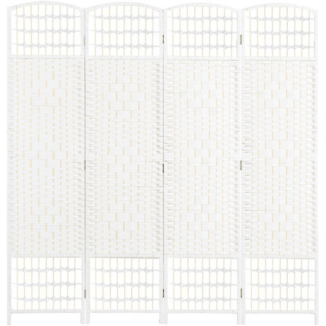 HOMCOM biombo separador de ambientes de 4 paneles 160x170 cm divisor de habitación plegable de cuerda de papel y marco de madera decoración para salón