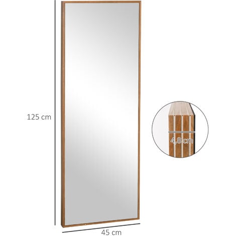 HOMCOM Espejo de Pared Cuerpo Entero 125x45 cm Espejo Rectangular Grande de  Madera Estilo Moderno para Salón Dormitorio Natural