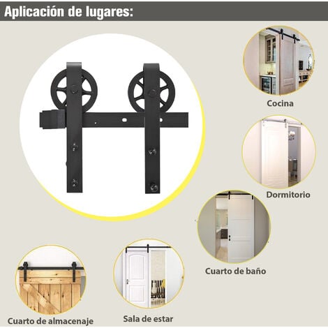Herraje Puerta Corredera 200 cm Kit de Rieles Deslizantes para Puerta de Granero
