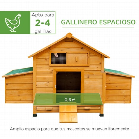 Gallinero de Madera con Bandeja Techo Abatible 2 Nidos y Bandeja 150x100x96.5cm